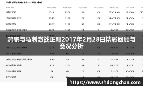 鹈鹕与马刺激战正酣2017年2月28日精彩回顾与赛况分析
